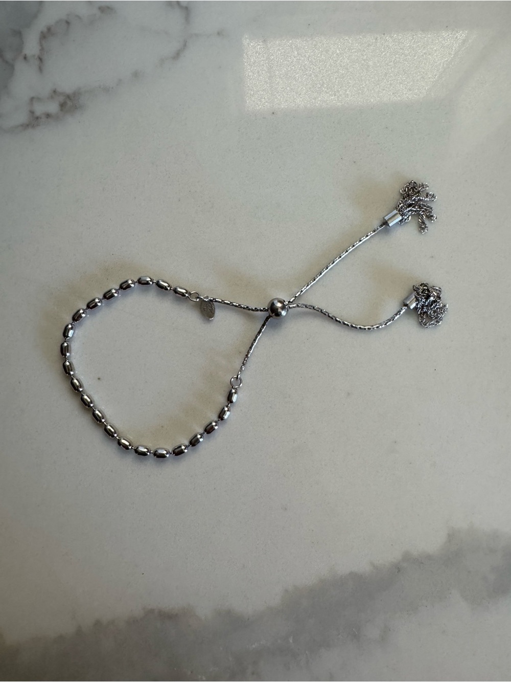 925 Sterling Silver Adjustable Beaded Bracelet From Italy